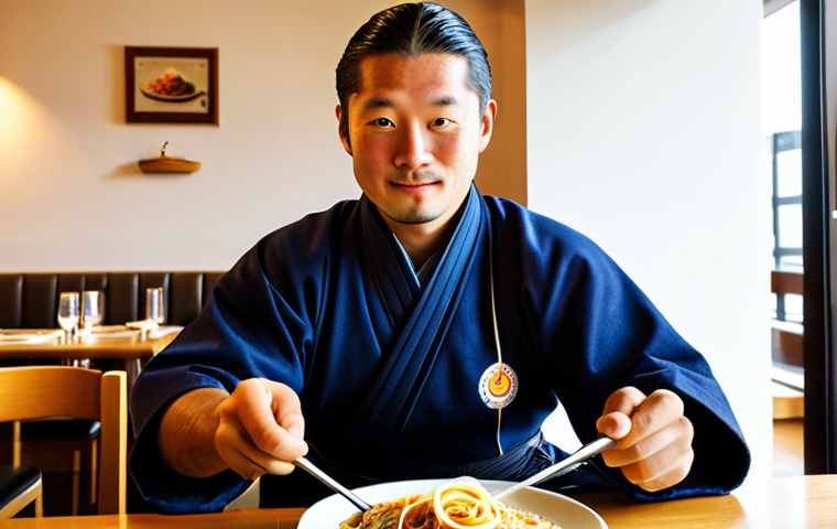 Post-Kendo Tournament Meal**

A fully clothed Kendo athlete, appropriate attire, sitting at a table in a brightly lit, modern German restaurant after a tournament, safe for work.  In front of them is a large plate of pasta, steam rising from the dish. The athlete has a satisfied expression.  Perfect anatomy, correct proportions, natural pose, well-formed hands, proper finger count, professional food photography, high quality, modest.

**