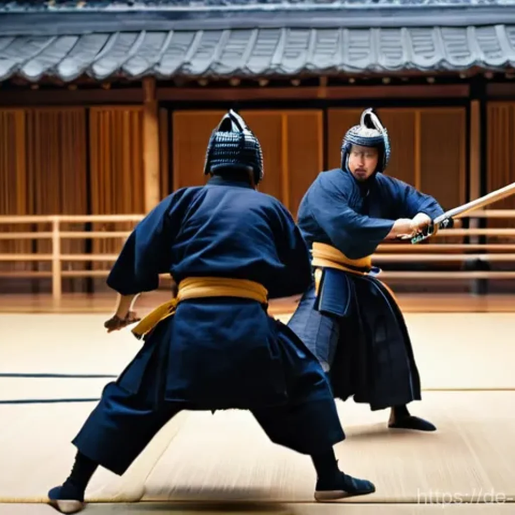 검도 대회 라이브 방송 - **Dynamic Kendo Match in High Definition:**
    A dramatic, high-energy shot of two Kendo practition...