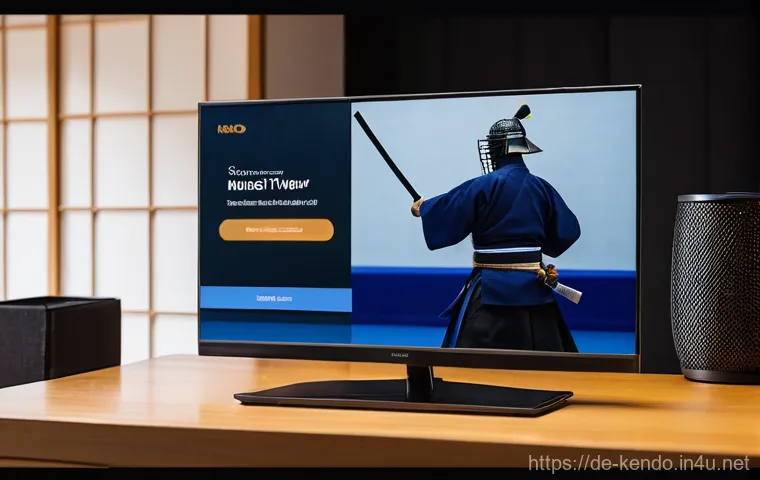 검도 대회 라이브 방송 - **Dynamic Kendo Match in High Definition:**
    A dramatic, high-energy shot of two Kendo practition...