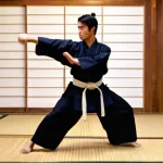 검도 훈련 일기 쓰기 - **Prompt:** A young, determined male Kendo practitioner, approximately 18 years old, fully dressed i...