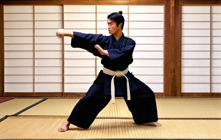 검도 훈련 일기 쓰기 - **Prompt:** A young, determined male Kendo practitioner, approximately 18 years old, fully dressed i...