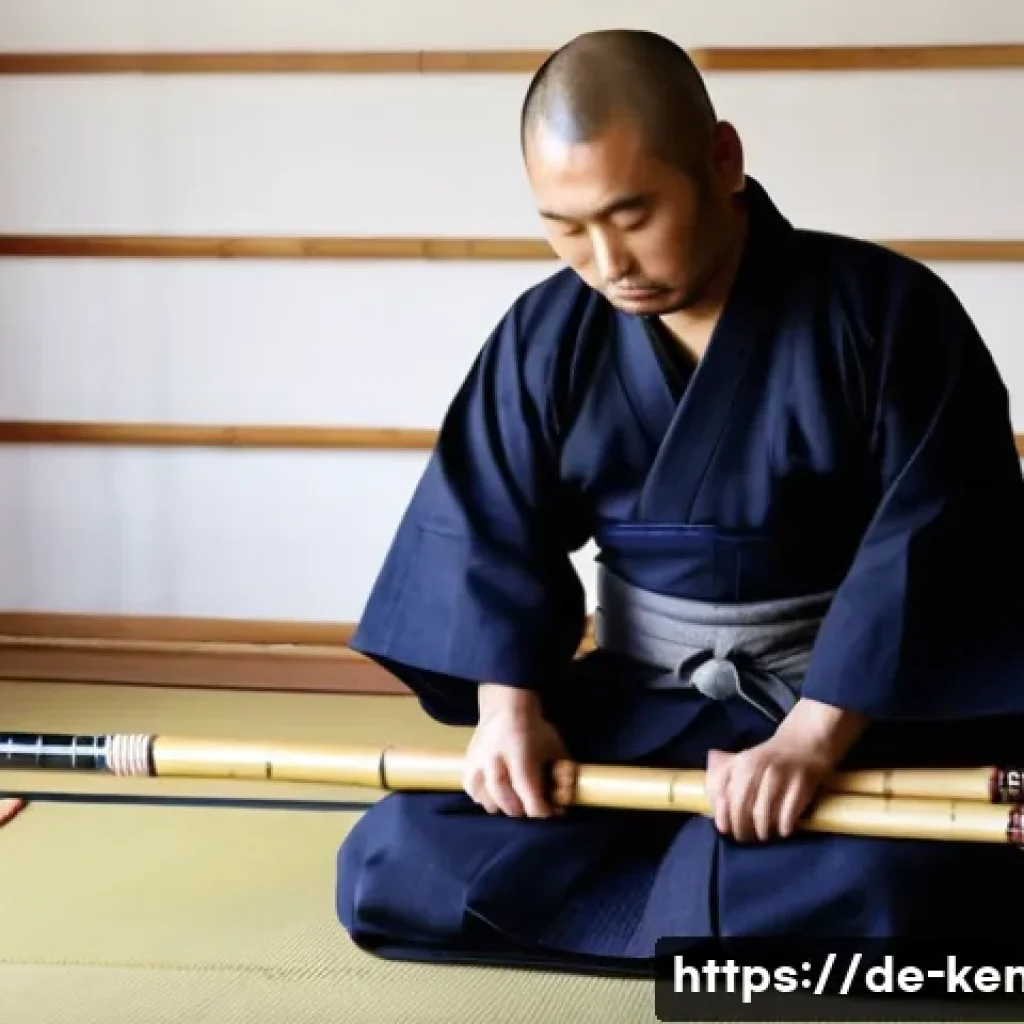검도 대나무 검의 종류 - **A devoted Kendoka connecting with their Shinai.**
    *   **Subject:** A single adult Kendoka (gen...